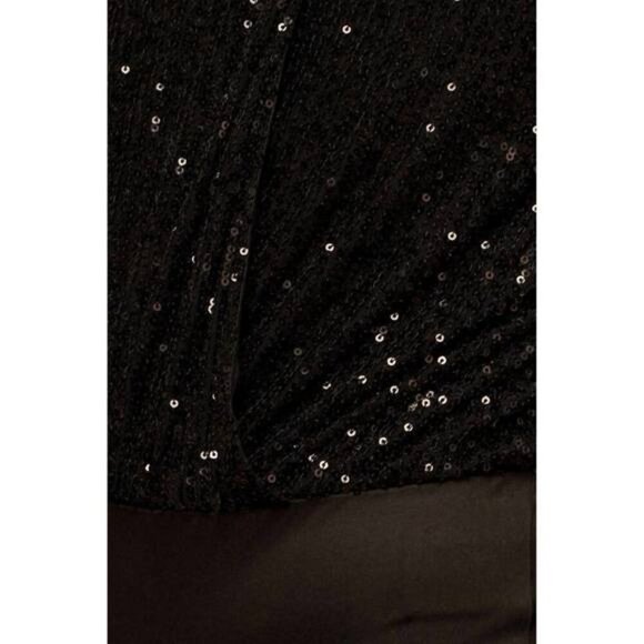 NEW GILLI Long Sleeve Sequin Wrap Bodysuit in Black Sz Medium - Picture 7 of 12